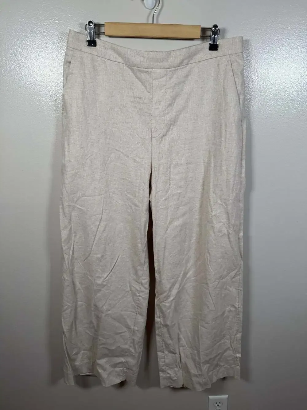 Banana Republic Hayden Wide Leg Linen Pants Size Large Pull On Neutral Coastal